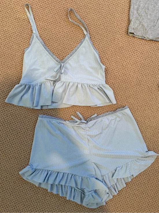 Light Blue Ruffle Cami & Short Sleep Set - Women's Intimates