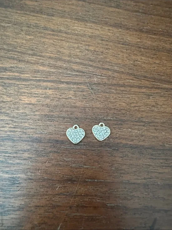 Heart Pavé Charm Pair in Silver - Women Jewelry