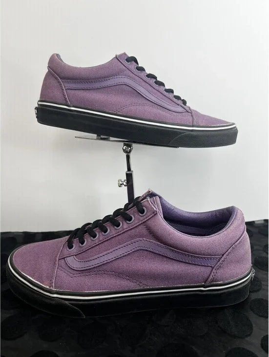 Vans Old Skool Washed Purple Canvas Black Sole Shoes Men's 9 Women's 10.5