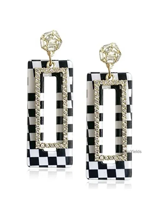 Vintage 60s 70s Acrylic Dangle Drop Earrings Resin Geometry Stud for Women