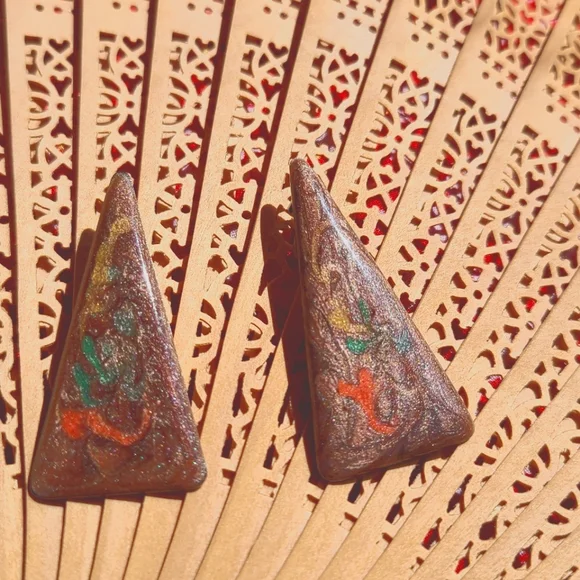 Vintage Multicolor Triangle Earrings