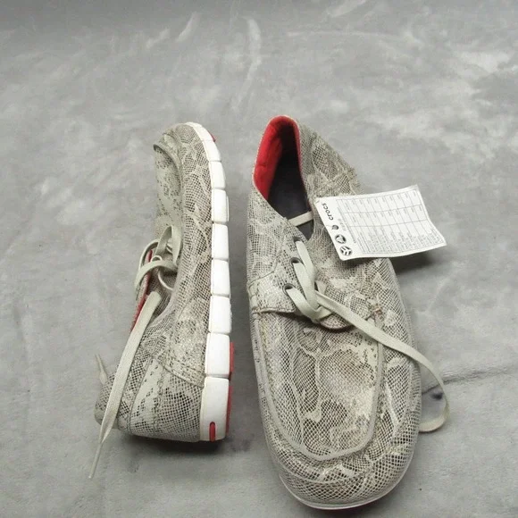 Crocs Mens 11 Boat Shoes White Snakeskin Print‎ Lace Up Casual Loafers RARE NEW
