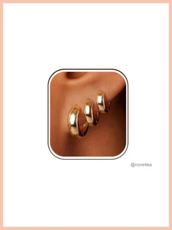 925 Sterling Silver Chunky Hoop Earrings Set for Women Huggie Hoop Stack