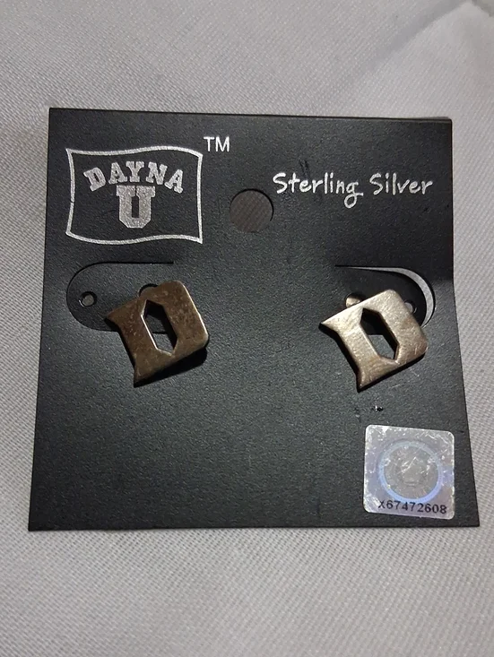 Dayna U Sterling Silver D Letter Stud Earrings - Silver