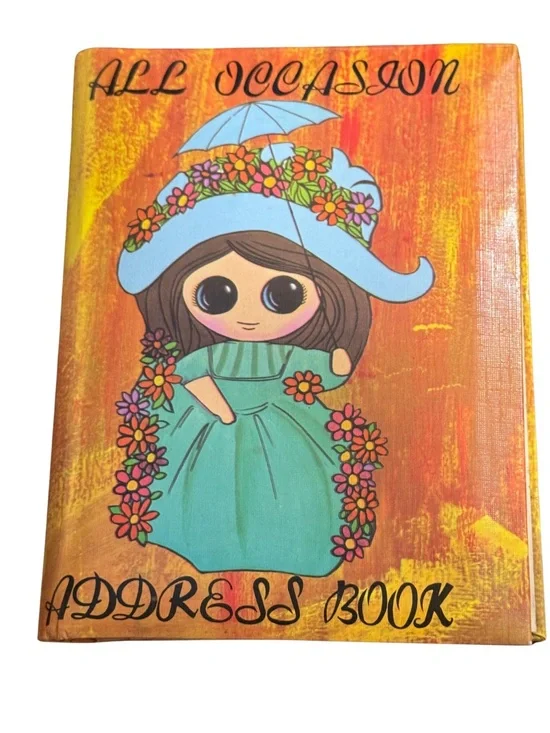 Vtg 1960’s All Occasion Address Book - Girl in Teal Dress - Never Used 6.5”x5”