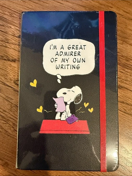Peanuts Black Notebook with Red Elastic and Yellow Accents