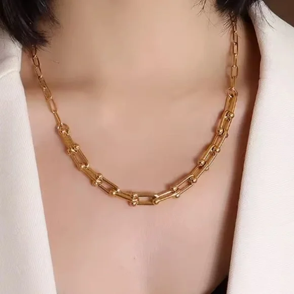Hardware Graduated Link 18K Gold STAINLESS STEEL Waterproof Necklace