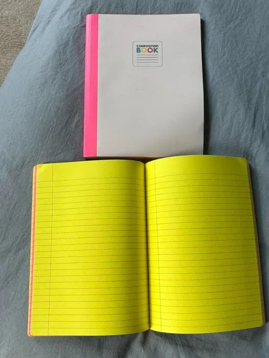 2 Rainbow Neon Paper Composition Notebooks