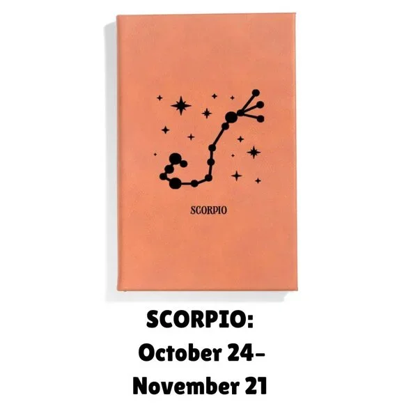 SCORPIO Brown Zodiac Birth Sign Constellation Small Faux Leather Journal NEW