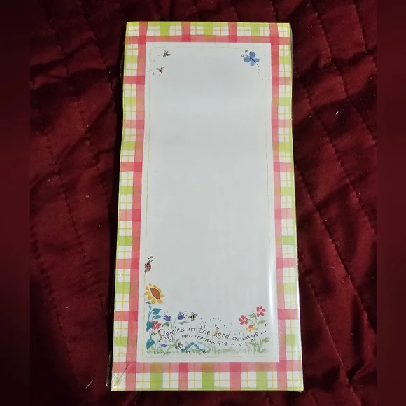 Plaid Floral Notepad with Inspirational Quote