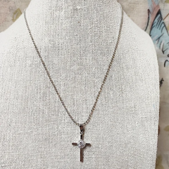 5 Holy Communion Cubic Zirconia Crosses Catholic Jewelry Petite Necklace NEW