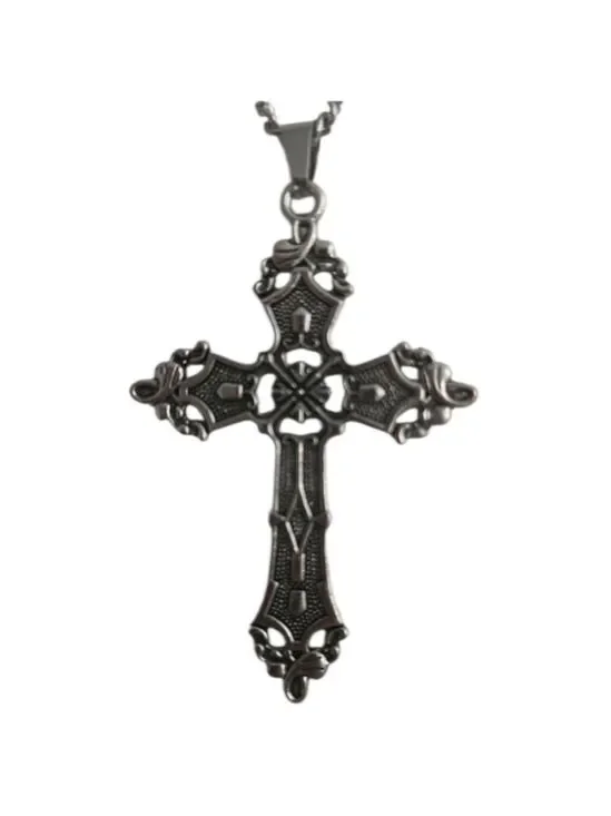 Silvertone Cross Pendant Necklace
