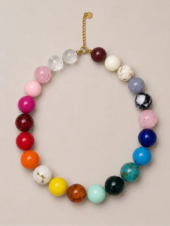 New! Multi-Color Beaded Statement Necklace - Women Jewelry