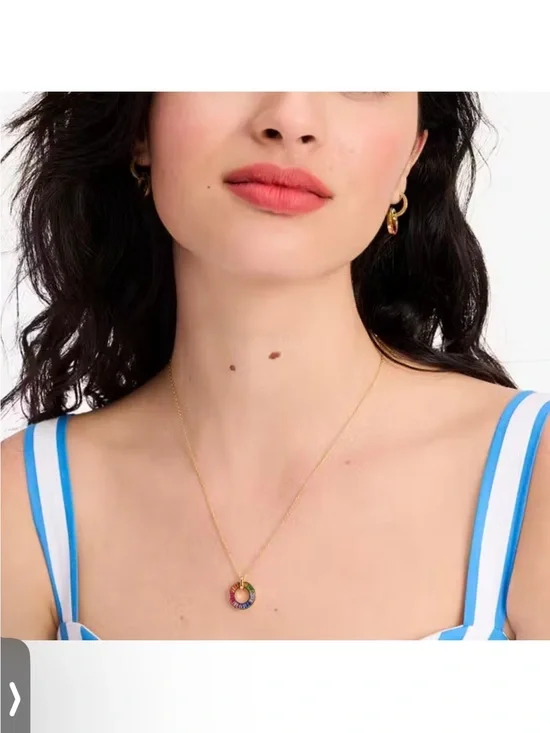 Kate Spade Gold Rainbow Circle Pendant Necklace - Multicolor NEW $98