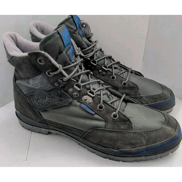 Vintage 80s KangaRoos Gray Suede Hiking Boots Waterproof Men's Size 13 BVL-6630