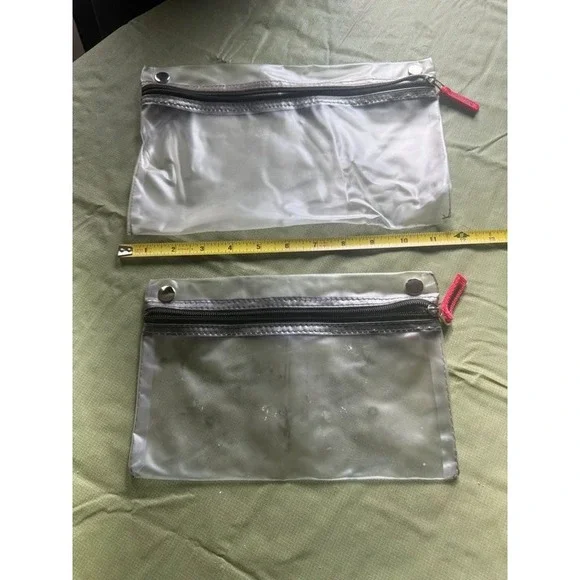 Clear Vinyl Zipper Pouch Set 2 Piece Pencil Pouch Dorm Organizer
