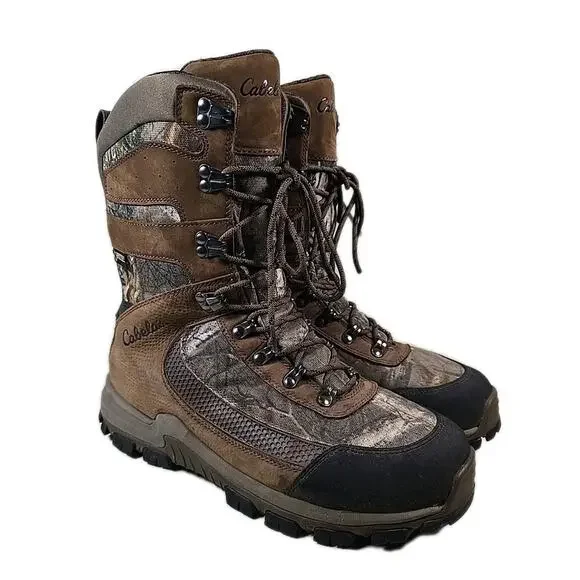 Cabelas Camo Hunting Boots Mens 9 Waterproof Insulated Tall Gore-Tex Thinsulate