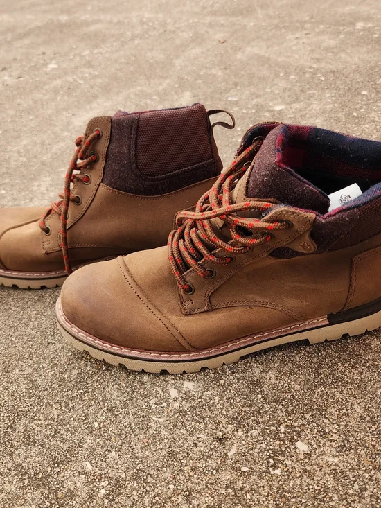 Toms Ashland Brown and Red Lace-Up Men's Work Boots