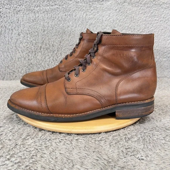 Thursday Boot Co Captain Mens 12 Brandy Leather Lace Up Cap Toe Ankle Boots