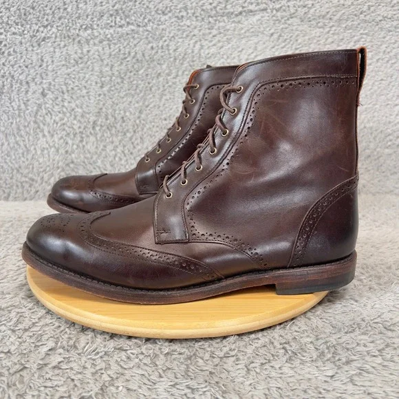 Allen Edmonds Dalton Brown Leather Wingtip Brogue Dress Boots Mens Size 12 USA