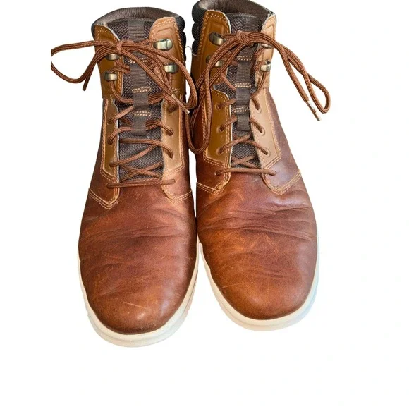 Timberland Mens Brown Leather Ankle‎ Boots Lace Up Casual Shoes Size 9.5