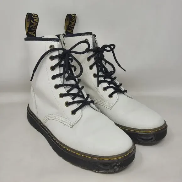 Dr Martens‎ Zavala Boots Mens 9 White Leather Combat Ankle Lace Up Punk Goth