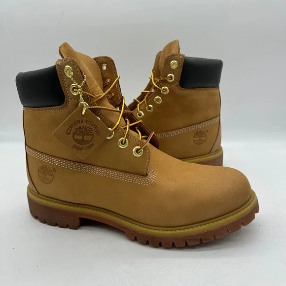 Timberland 10061 Mens 10M Wheat Nubuck 6-Inch Premium Waterproof Leather Boots