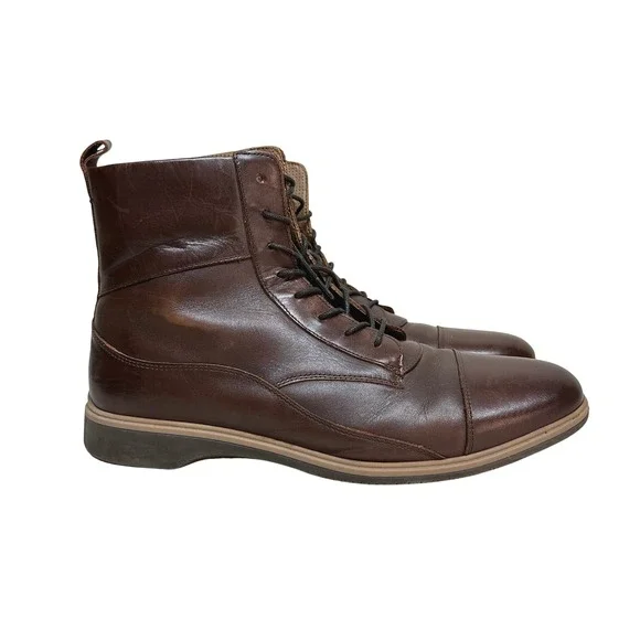 Amberjack Men's The‎ Boot Chestnut Brown Leather Lace Up Ankle Boots Size 11 M