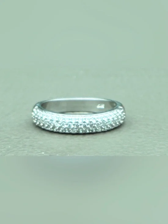 Silver Pavé Crystal Band Ring in Silver