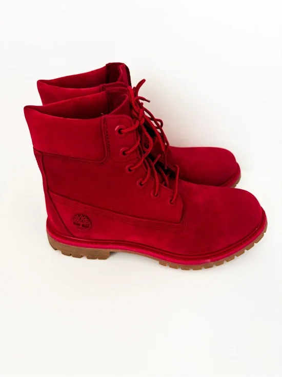 Timberland Men’s 6 Inch Premium Waterproof Boots in Striking Medium Red 9