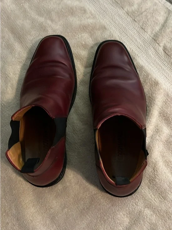 Mephisto Leather Chelsea Men's Slip-On Boots - Burgundy Leather