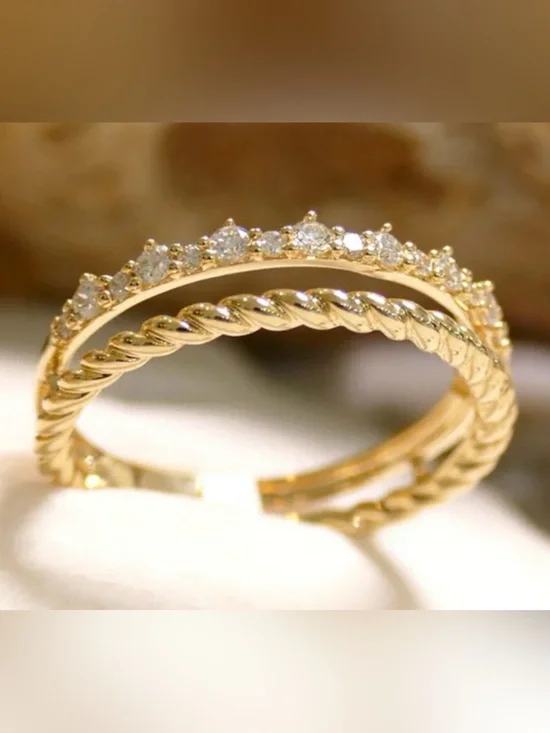 Roman & Jules 14K Yellow Gold 0.22ct Diamond Split  Double Band Ring Size 5.5
