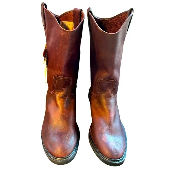 MENS authentic LEATHER roper pull on Establo WORK boots for men New with tag