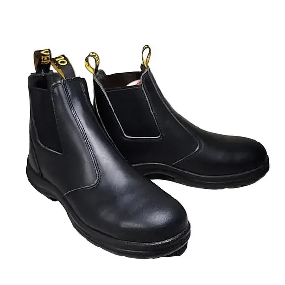 Oliver Elastic Sided Chelsea Leather Black Boots Steel Toe Mens Size 10 NEW