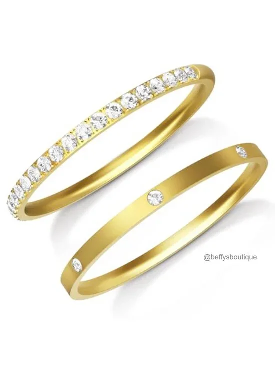 2-Pack Stackable Bands for Oura Ring - 14K Gold Plated Ring Stackers with