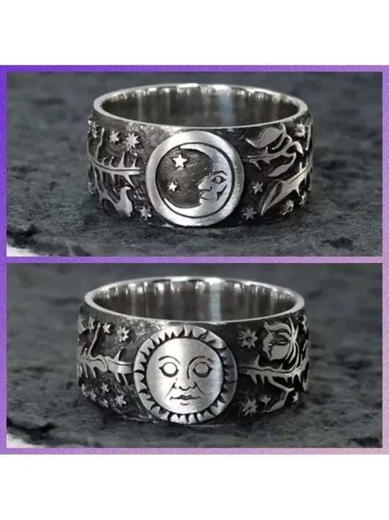 Sun and Moon Banded Boho Ring #1138