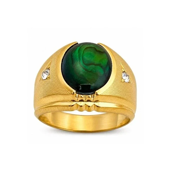 Vintage 1960s Clark & Coombs Abalone Ring Size 7 14KT Gold Plate - 14O