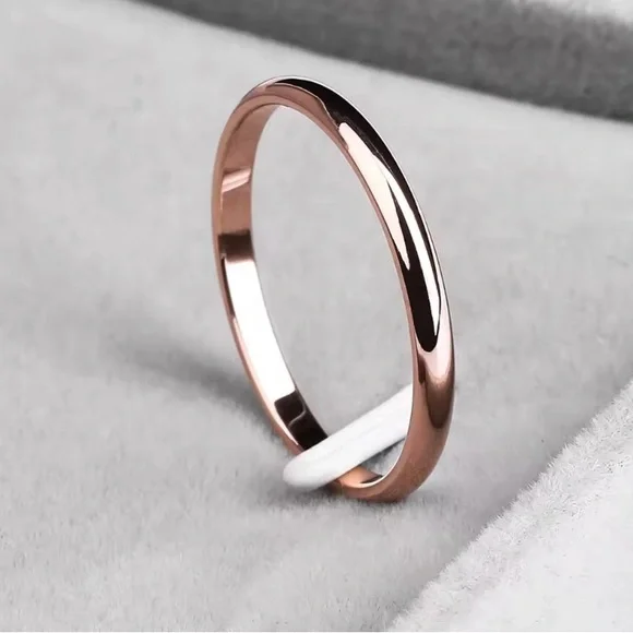 Thin Rose Gold Steel Minimalist Ring