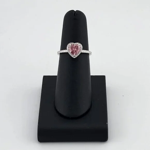 Dazzling Pink Heart Gemstone Ring in Solid 925 Sterling Silver – Perfect Gift