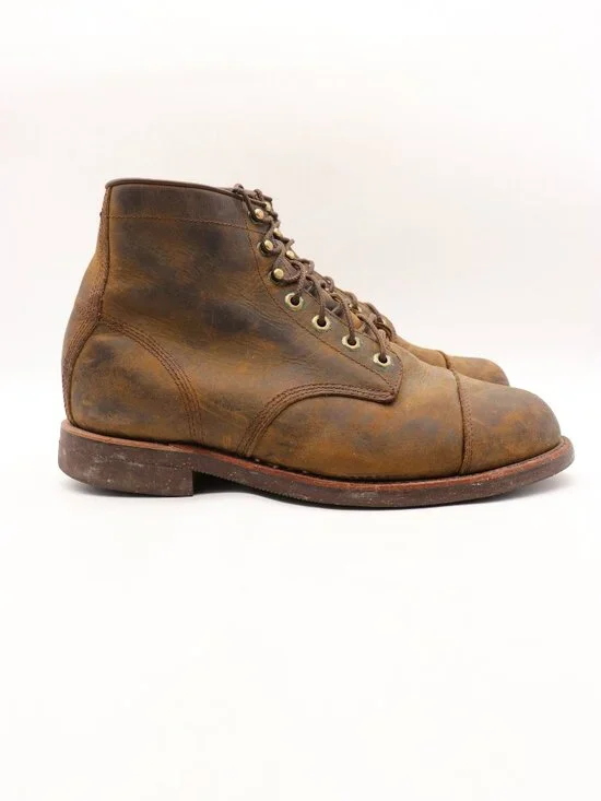 Vintage LL Bean Chippewa Katahdin Iron Men's 11.5 EE Brown Leather Boots Cap Toe