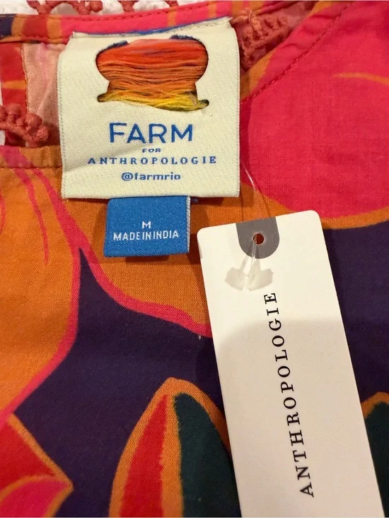 NWT FARM Rio Sunflower Print Puff Sleeves Peasant Blouse
