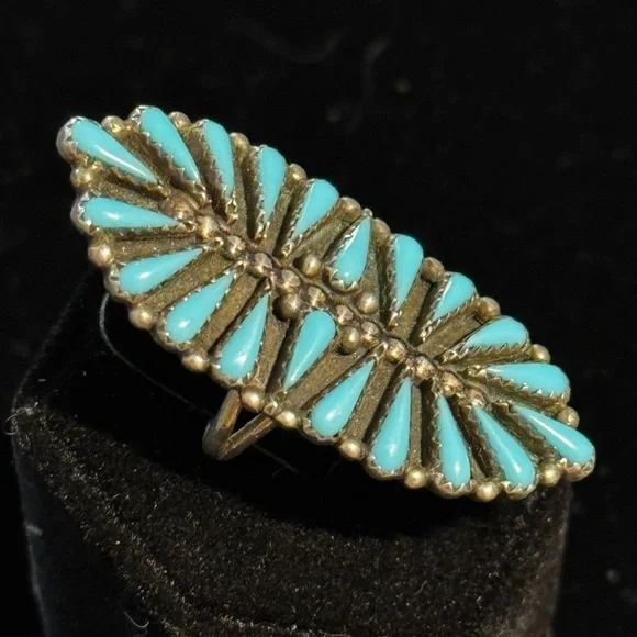 Vintage Native American Turquoise Sterling Silver Ring Size 6 (6)
