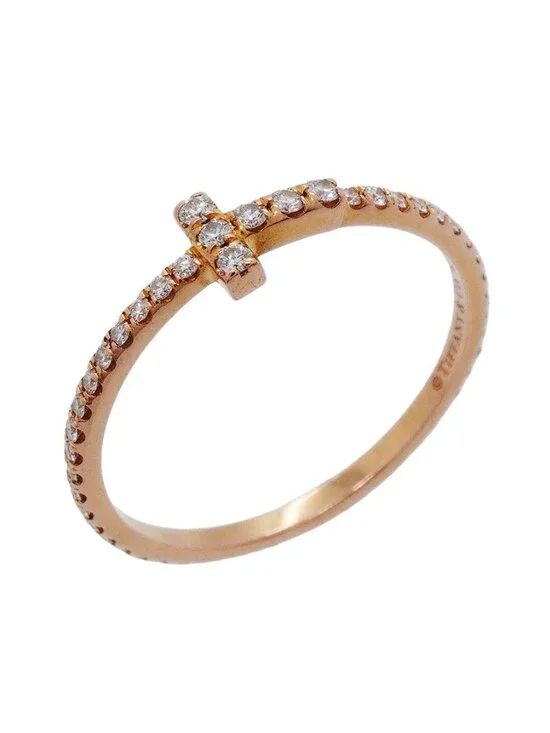 Tiffany & Co Ring T Wire 18k Pink Gold Diamond