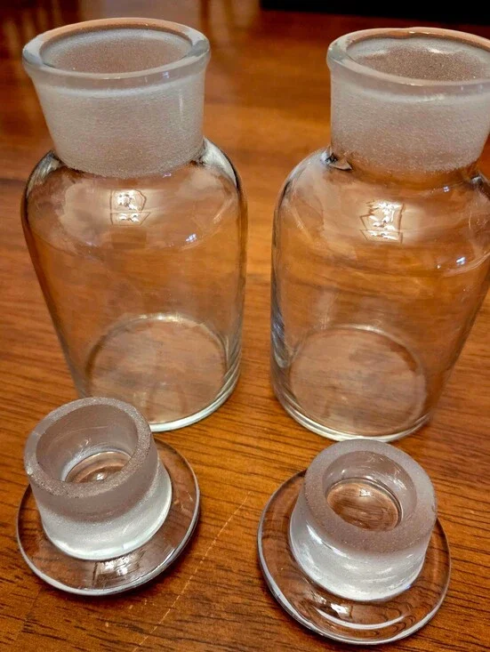 Vintage Glass Apothecary Jars Bottles - Set of 2