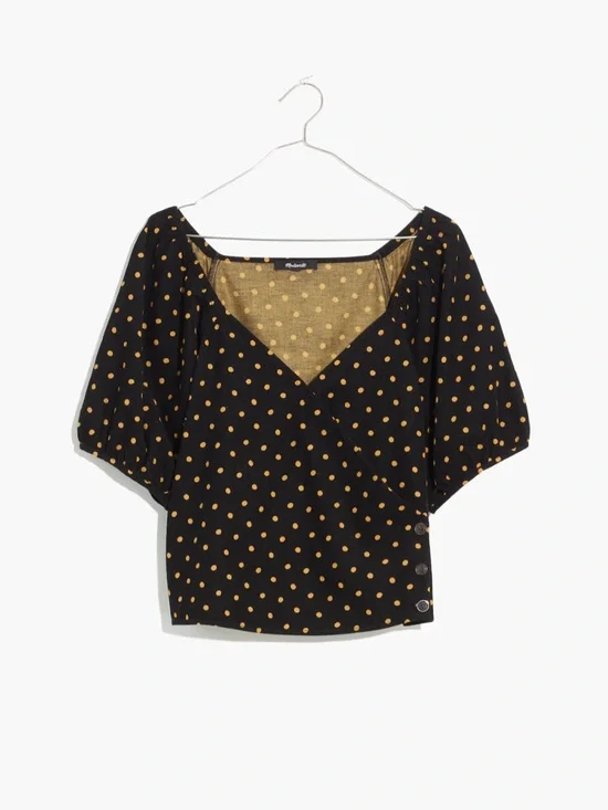 Madewell Corduroy Polka Dot Wrap Top