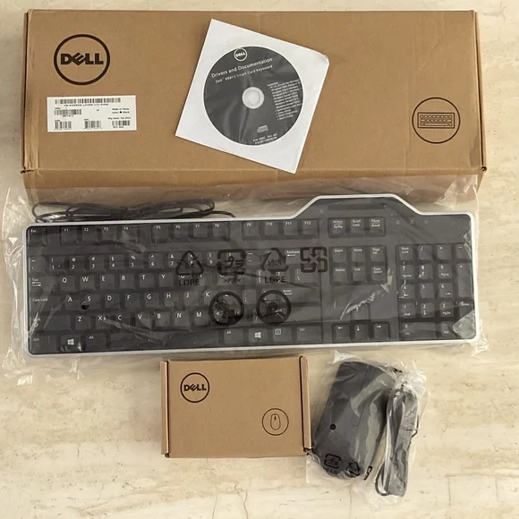 Dell Keyboard & Mouse KB813 Wired Keyboard & Dell Mouse MS116 Black New Lot Of 2