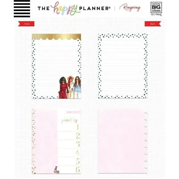 The Happy Planner Classic Notes Paper Rongrong 24 Double Sided‎ Pages DeVoe