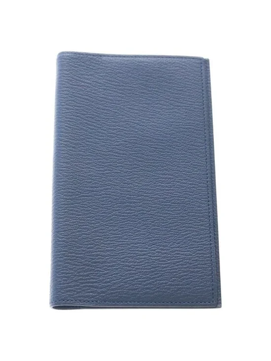 Hermes Agenda Vision 2 Blue Agate Chevre Mysore Leather Notebook Cover Silver