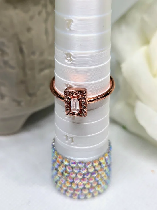 Rose Gold .925 Rectangular Halo Ring with Center Stone