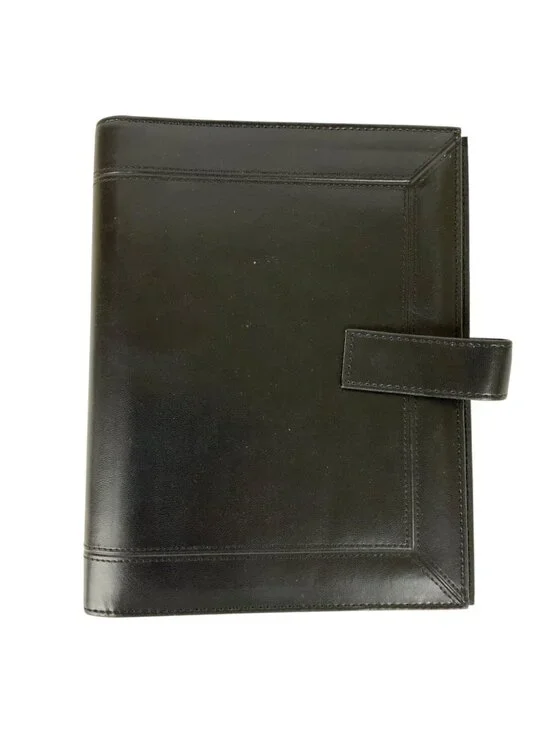 Day-Timer Black Synthetic Leather Planner 7 Ring Binder With Snap Closure